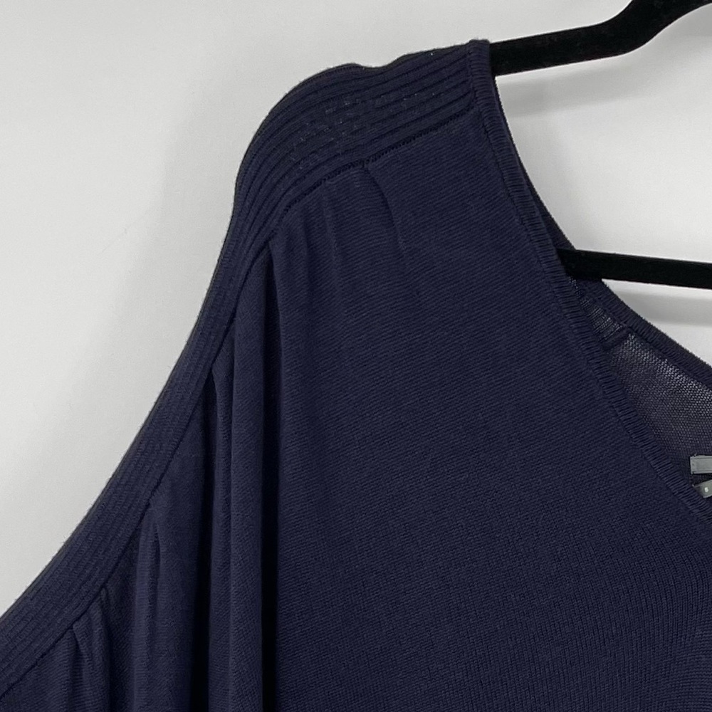 Anthropologie Navy Blue Poncho Sweater. Linen Blend - Picture 3 of 9